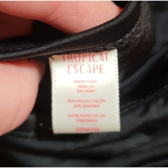 Tropical Escape Womens Size 20W Solid Black One Piece Swimsuit - Picture 4 of 4
